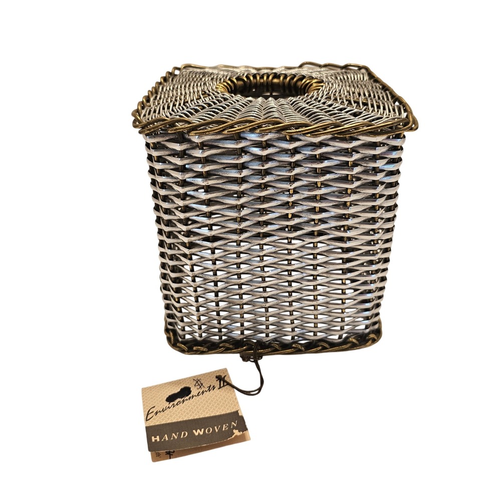 Park B. Smith Environments II Hand Woven Metal Tissue Box Cover Silver Brass